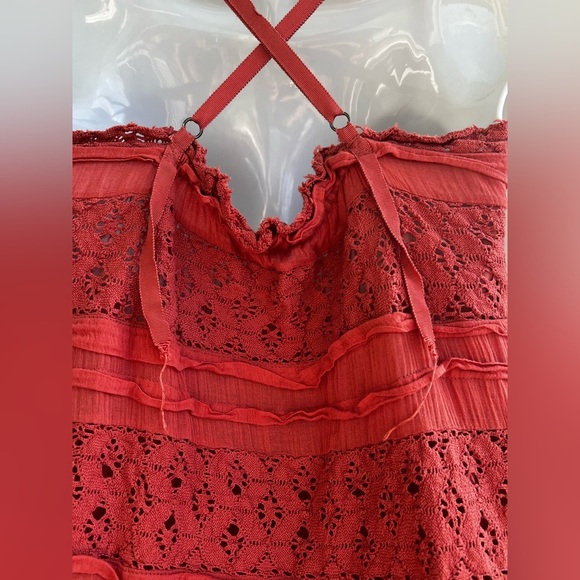 Free People Shailee Mini Slip Dress By FP One Coral Square Neck Bohemian Size S - Picture 12 of 15